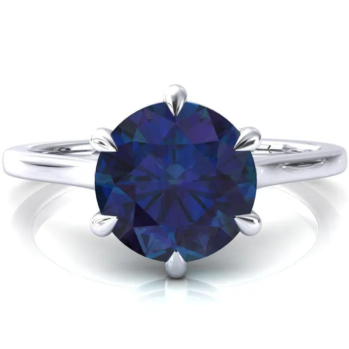 Rings Fire Brilliance Lizzy Round Alexandrite 6 Claw Prong Cathedral Engagement Ring Rings Fire Brilliance Lizzy Round Alexandrite 6 Claw Prong Cathedral Engagement Ring