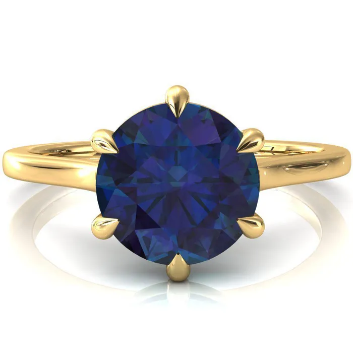 Rings Fire Brilliance Lizzy Round Alexandrite 6 Claw Prong Cathedral Engagement Ring