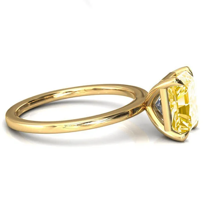 Rings Fire Brilliance Lyla Radiant Canary Yellow 4 Claw Prong Single Rail Solitaire Ring