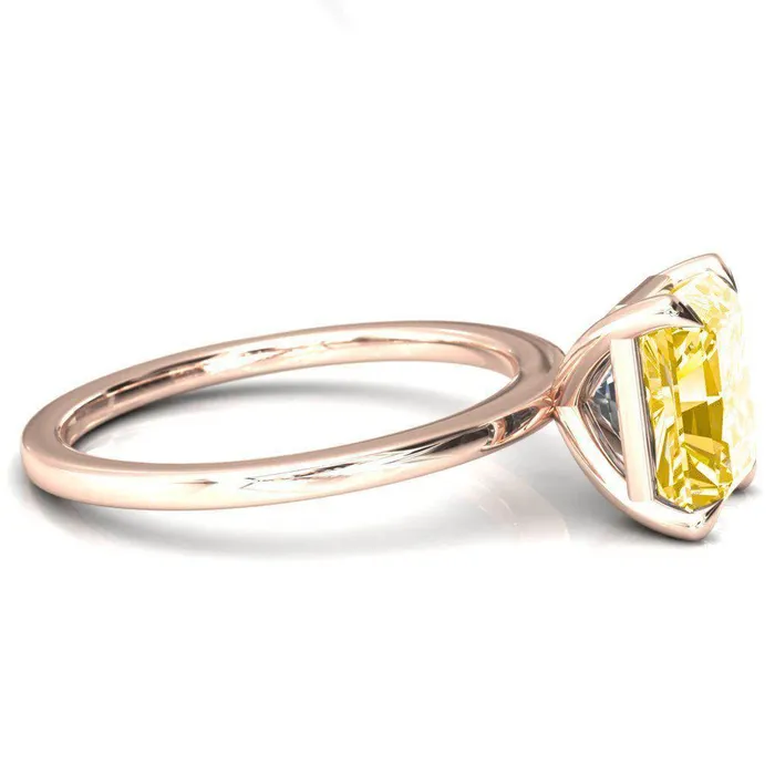 Rings Fire Brilliance Lyla Radiant Canary Yellow 4 Claw Prong Single Rail Solitaire Ring