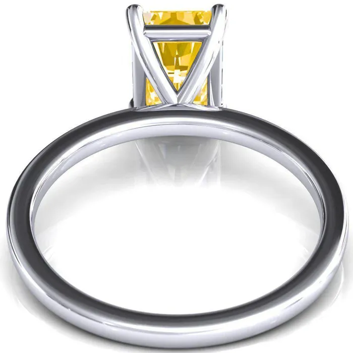 Rings Fire Brilliance Lyla Radiant Canary Yellow 4 Claw Prong Single Rail Solitaire Ring