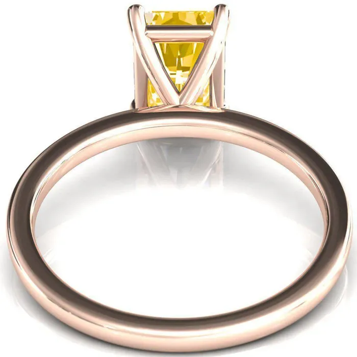 Rings Fire Brilliance Lyla Radiant Canary Yellow 4 Claw Prong Single Rail Solitaire Ring