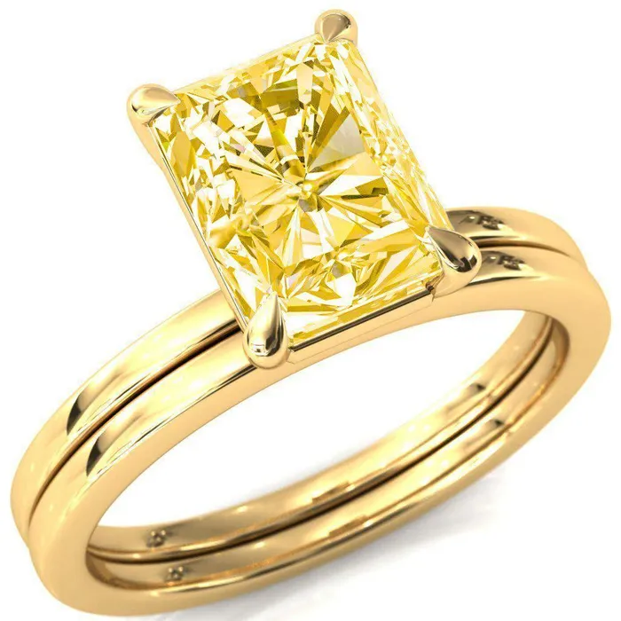 Rings Fire Brilliance Lyla Radiant Canary Yellow 4 Claw Prong Single Rail Solitaire Ring
