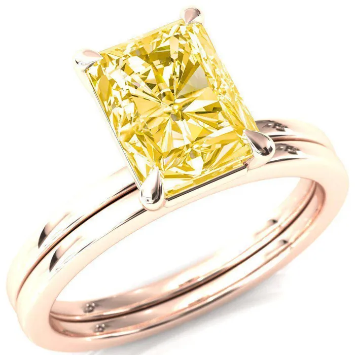 Rings Fire Brilliance Lyla Radiant Canary Yellow 4 Claw Prong Single Rail Solitaire Ring