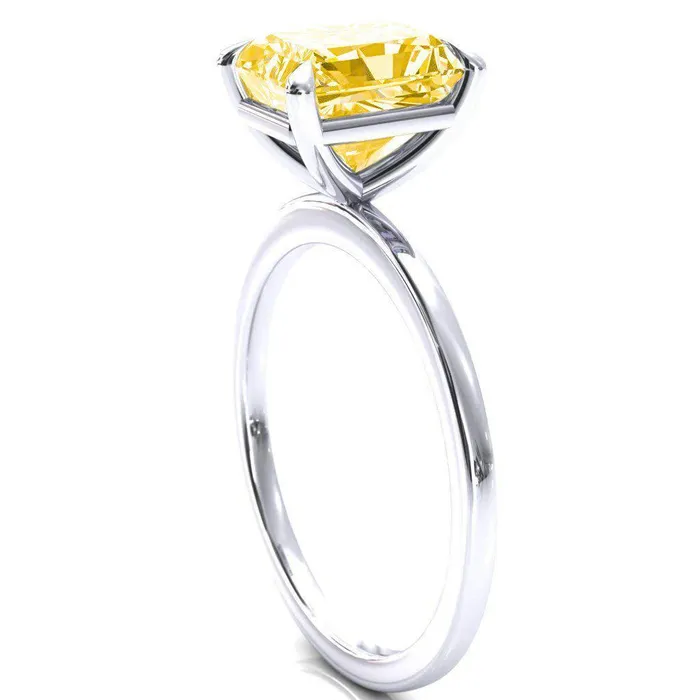 Rings Fire Brilliance Lyla Radiant Canary Yellow 4 Claw Prong Single Rail Solitaire Ring