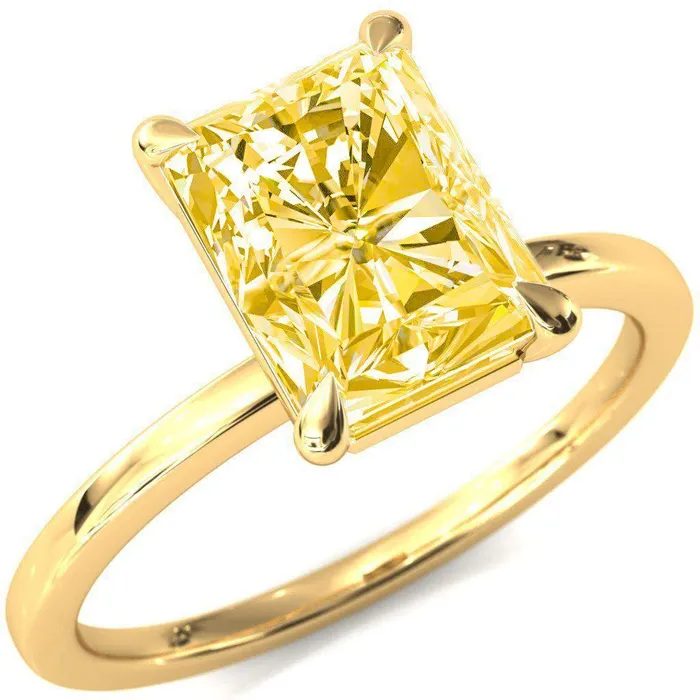 Rings Fire Brilliance Lyla Radiant Canary Yellow 4 Claw Prong Single Rail Solitaire Ring