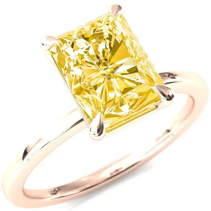 Rings Fire Brilliance Lyla Radiant Canary Yellow 4 Claw Prong Single Rail Solitaire Ring