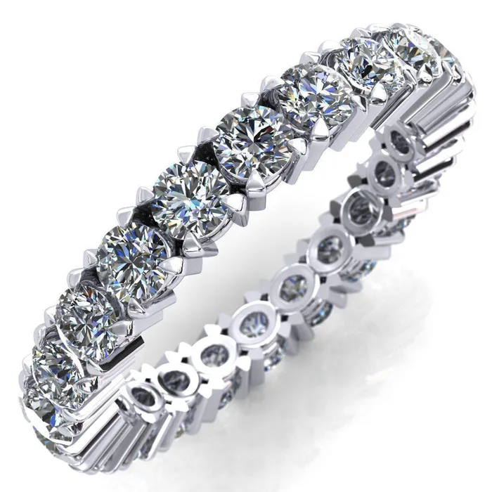 Rings Fire Brilliance Prestine Full Eternity 4 Prongs 3mm Round Cut Engagement or Anniversary Ring Finger Size US 750 Rings Fire Brilliance Prestine Full Eternity 4 Prongs 3mm Round Cut Engagement or Anniversary Ring Finger Size US 750