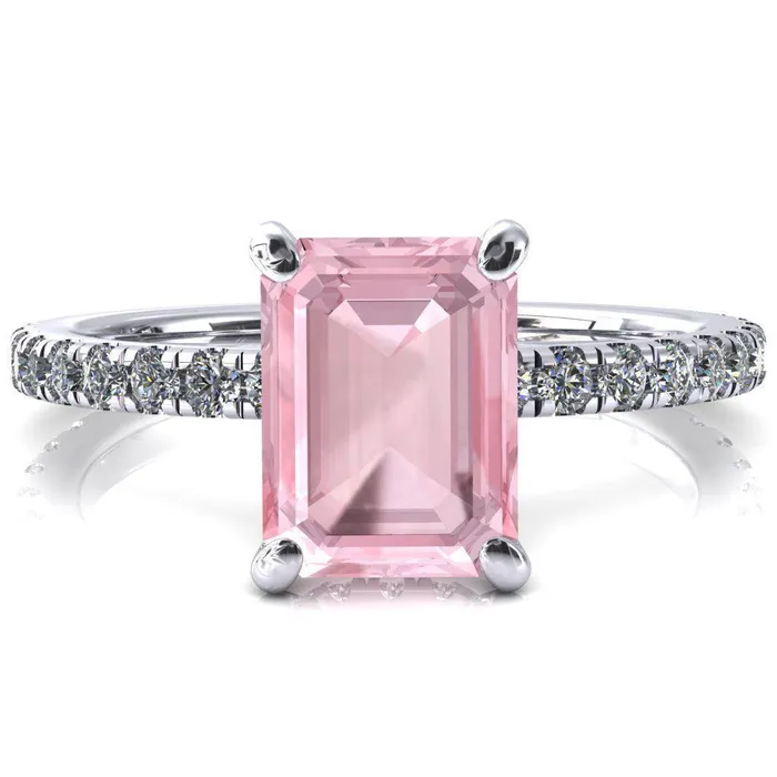 Rings Fire Brilliance Sicili Emerald Pink Sapphire 4 Prong 34 Micro Pave Diamond Engagement Ring Rings Fire Brilliance Sicili Emerald Pink Sapphire 4 Prong 34 Micro Pave Diamond Engagement Ring