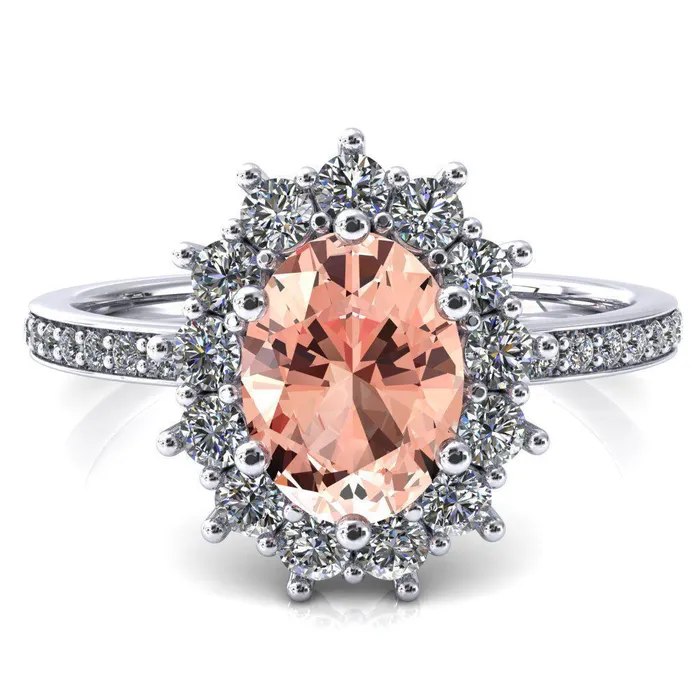 Rings Fire Brilliance The Duchess Oval Champagne Sapphire 6 Prong Diamond Cluster Halo Ring Rings Fire Brilliance The Duchess Oval Champagne Sapphire 6 Prong Diamond Cluster Halo Ring