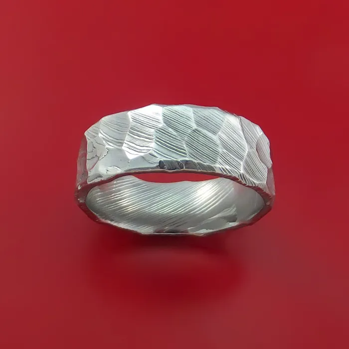 Rings Hammered Damascus Steel Ring Custom Made Band Lashbrook Rings Hammered Damascus Steel Ring Custom Made Band Lashbrook