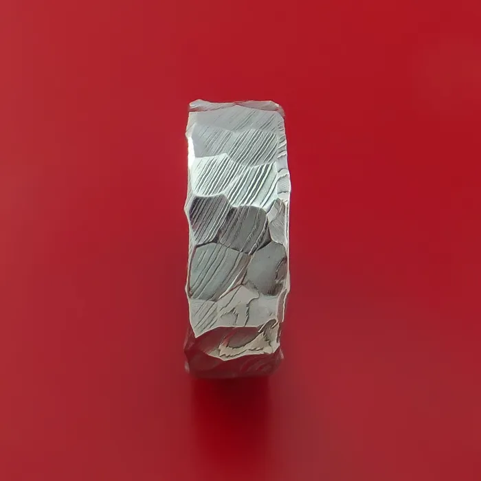 Rings Hammered Damascus Steel Ring Custom Made Band Lashbrook Rings Hammered Damascus Steel Ring Custom Made Band Lashbrook