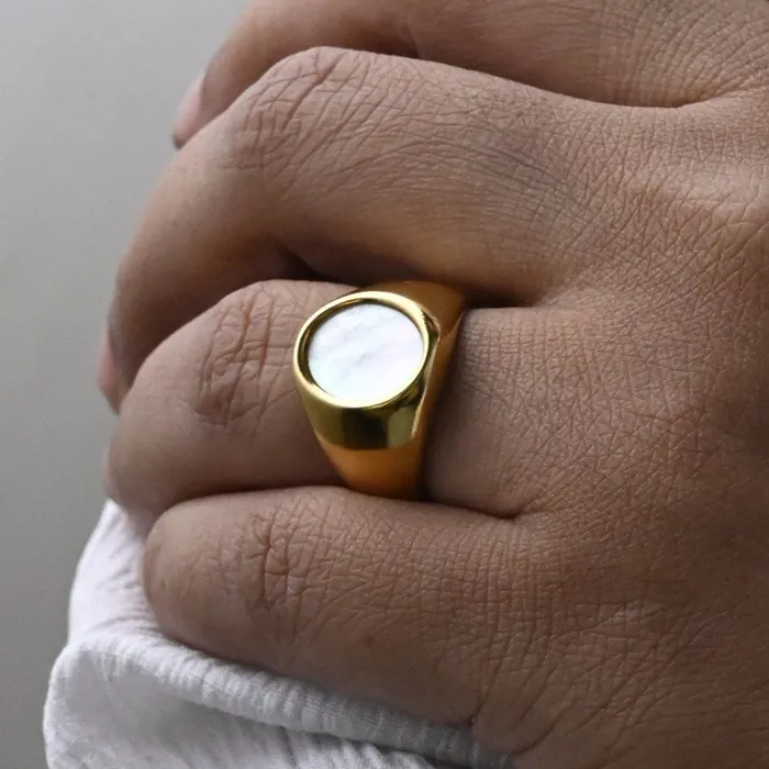 Rings Jewelvers 18K GoldFilled Mother of Pearl Ring Rings Jewelvers 18K GoldFilled Mother of Pearl Ring