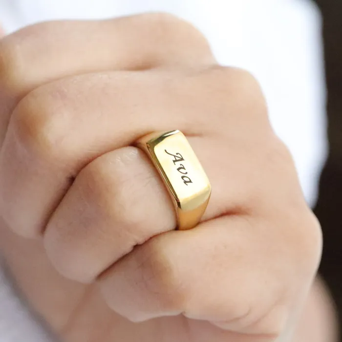 Rings Jewelvers 18K GoldFilled Personalized Gold Ring Custom Engraved Statement Gift Ring Rings Jewelvers 18K GoldFilled Personalized Gold Ring Custom Engraved Statement Gift Ring