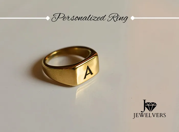 Rings Jewelvers 18K GoldFilled Personalized Gold Ring Custom Engraved Statement Gift Ring
