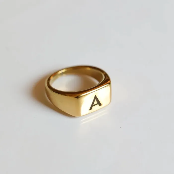 Rings Jewelvers 18K GoldFilled Personalized Gold Ring Custom Engraved Statement Gift Ring