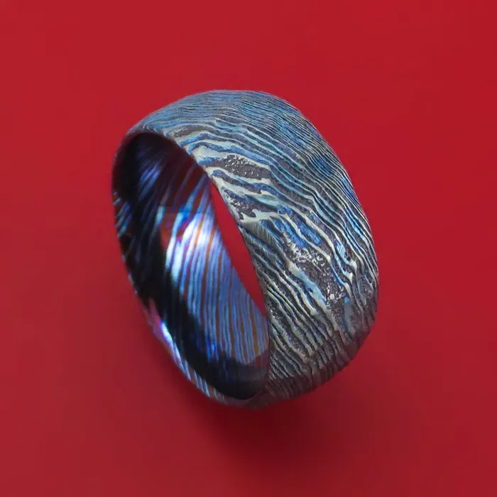 Rings KuroTi Twisted Titanium Etched and HeatTreated Ring Rock Satin Finish Custom Made Band Lashbrook Rings KuroTi Twisted Titanium Etched and HeatTreated Ring Rock Satin Finish Custom Made Band Lashbrook