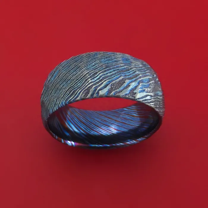 Rings KuroTi Twisted Titanium Etched and HeatTreated Ring Rock Satin Finish Custom Made Band Lashbrook Rings KuroTi Twisted Titanium Etched and HeatTreated Ring Rock Satin Finish Custom Made Band Lashbrook