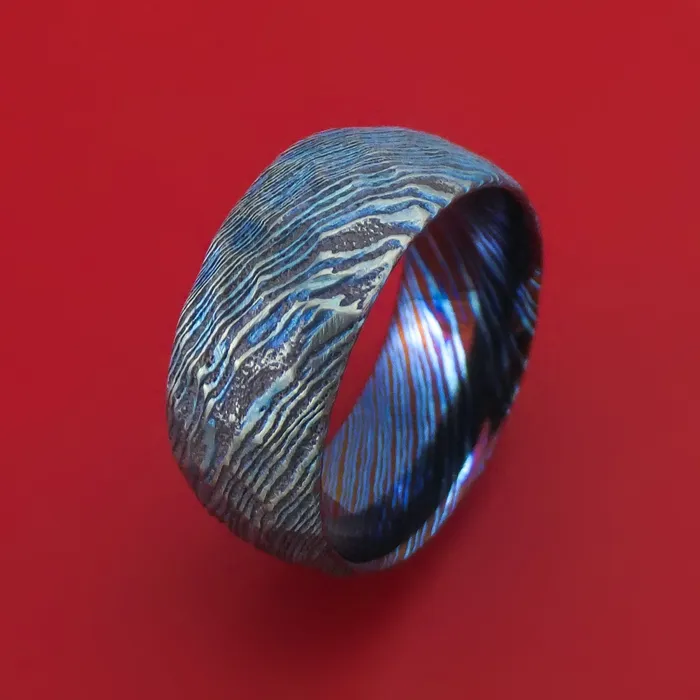 Rings KuroTi Twisted Titanium Etched and HeatTreated Ring Rock Satin Finish Custom Made Band Lashbrook Rings KuroTi Twisted Titanium Etched and HeatTreated Ring Rock Satin Finish Custom Made Band Lashbrook