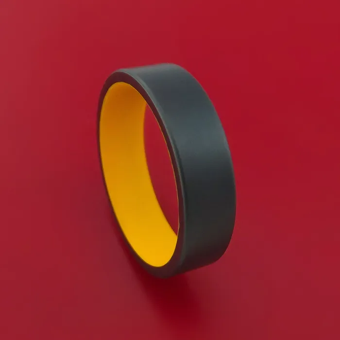 Rings Lashbrook Black Zirconium Ring with Interior Cerakote Sleeve Custom Made Band Rings Lashbrook Black Zirconium Ring with Interior Cerakote Sleeve Custom Made Band