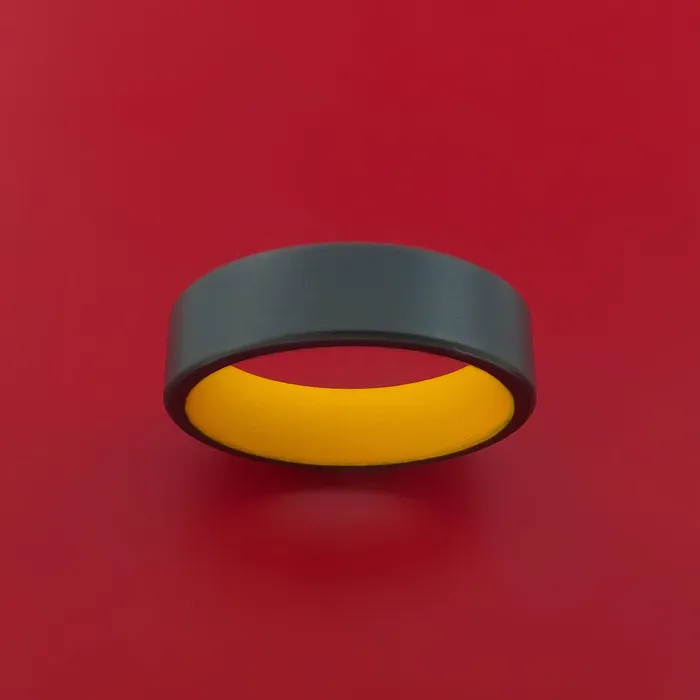 Rings Lashbrook Black Zirconium Ring with Interior Cerakote Sleeve Custom Made Band Rings Lashbrook Black Zirconium Ring with Interior Cerakote Sleeve Custom Made Band