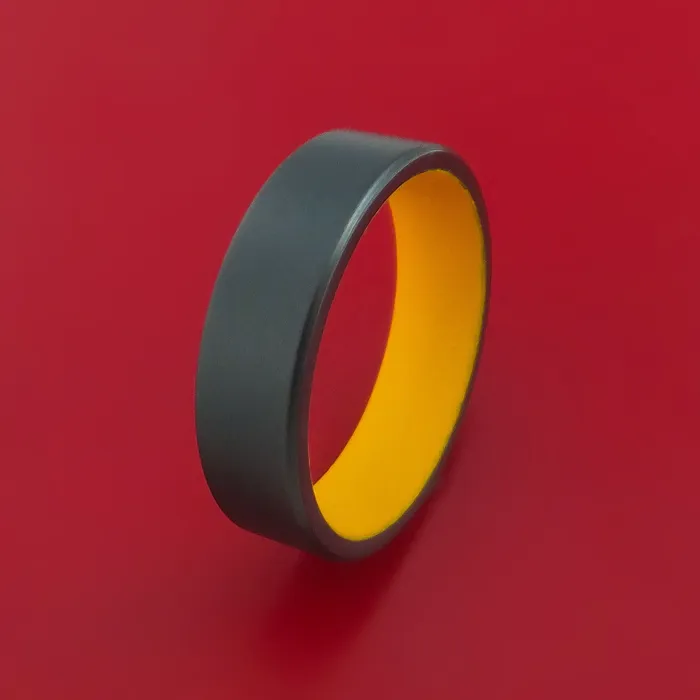 Rings Lashbrook Black Zirconium Ring with Interior Cerakote Sleeve Custom Made Band Rings Lashbrook Black Zirconium Ring with Interior Cerakote Sleeve Custom Made Band