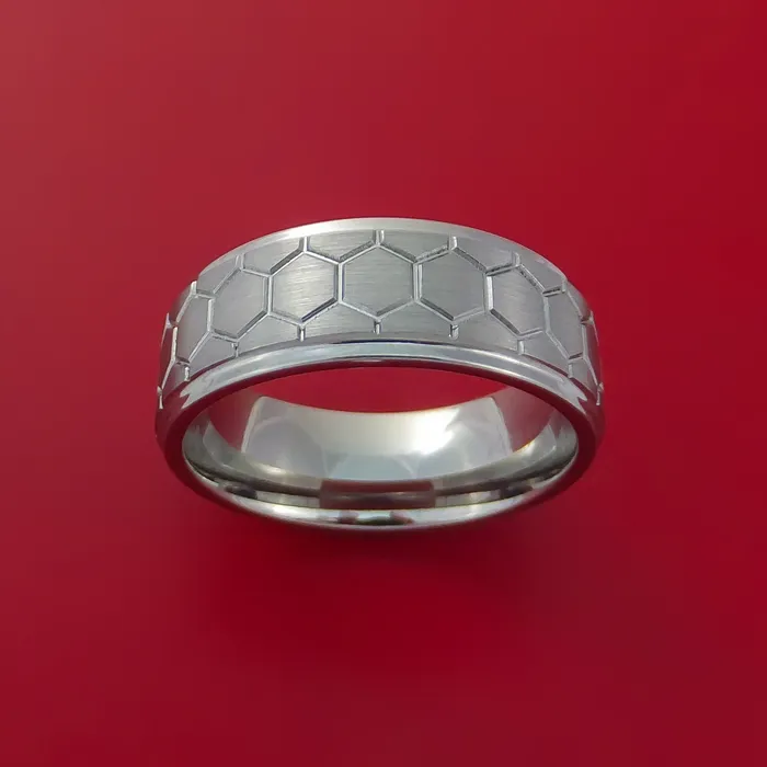 Rings Lashbrook Titanium Honeycomb Pattern Ring Custom Made Band Rings Lashbrook Titanium Honeycomb Pattern Ring Custom Made Band