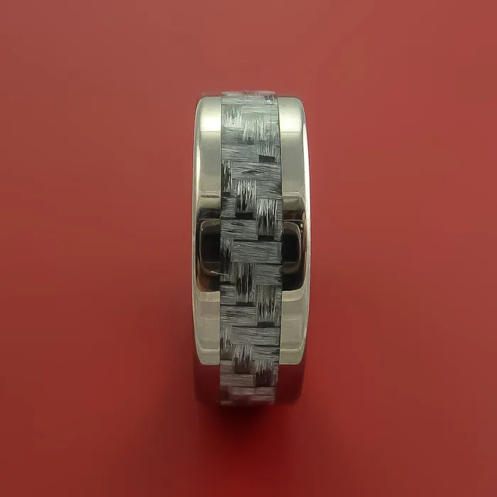 Rings Lashbrook Titanium Ring with Silver Carbon Fiber Inlay Custom Made Band Rings Lashbrook Titanium Ring with Silver Carbon Fiber Inlay Custom Made Band
