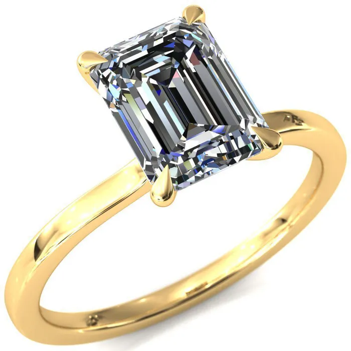 Rings Liyana Emerald Moissanite 4 Claw Prong Micro Pave Diamond Accent Neck Ring Engagement Ring Fire Brilliance 