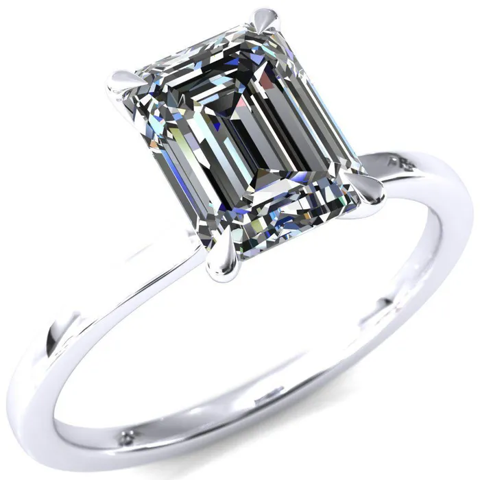 Rings Liyana Emerald Moissanite 4 Claw Prong Micro Pave Diamond Accent Neck Ring Engagement Ring Fire Brilliance 