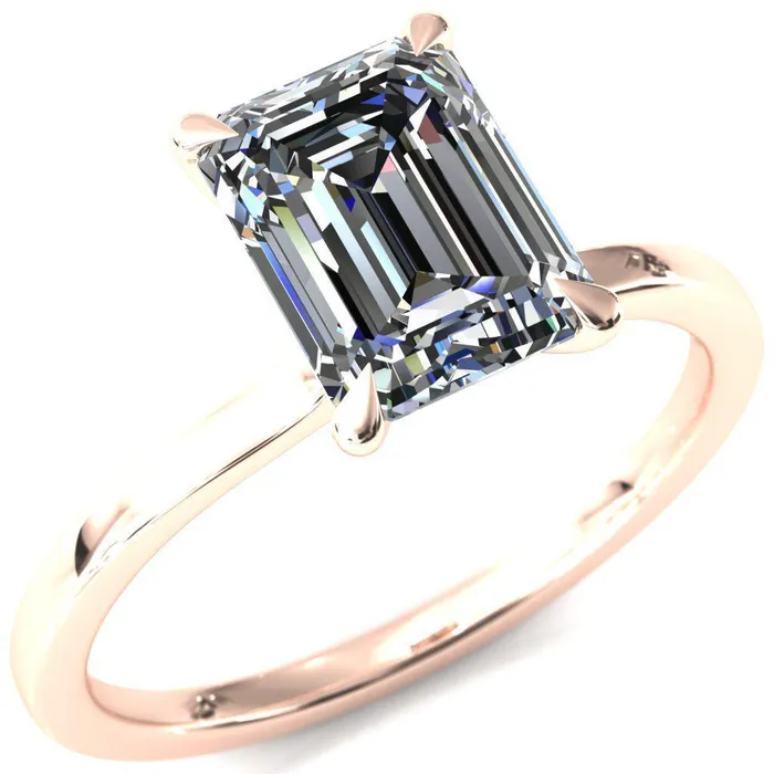 Rings Liyana Emerald Moissanite 4 Claw Prong Micro Pave Diamond Accent Neck Ring Engagement Ring Fire Brilliance 