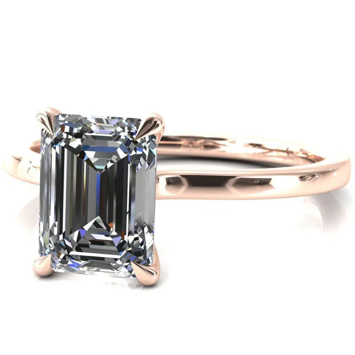 Rings Liyana Emerald Moissanite 4 Claw Prong Micro Pave Diamond Accent Neck Ring Engagement Ring Fire Brilliance 