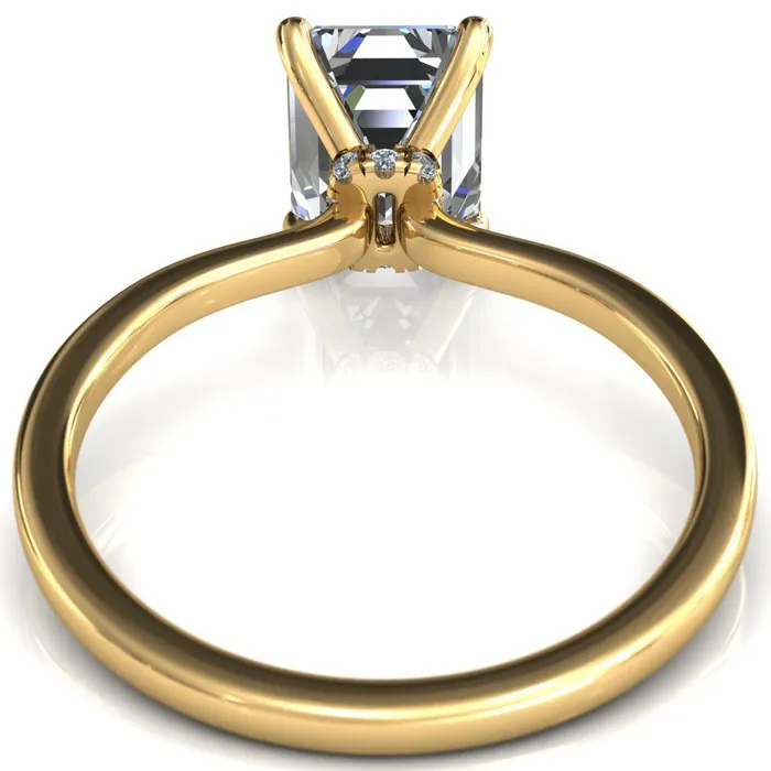 Rings Liyana Emerald Moissanite 4 Claw Prong Micro Pave Diamond Accent Neck Ring Engagement Ring Fire Brilliance 
