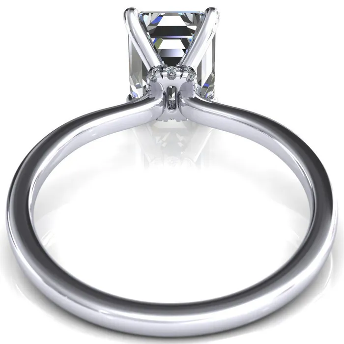 Rings Liyana Emerald Moissanite 4 Claw Prong Micro Pave Diamond Accent Neck Ring Engagement Ring Fire Brilliance 