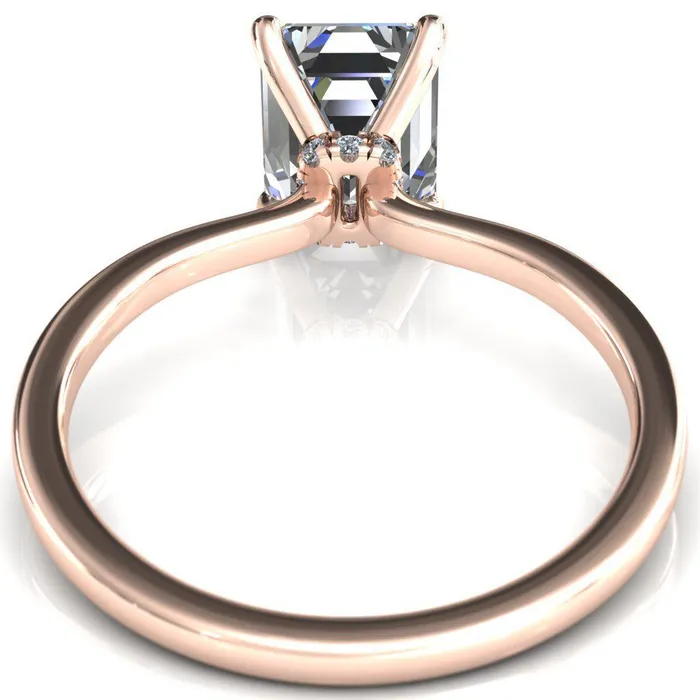 Rings Liyana Emerald Moissanite 4 Claw Prong Micro Pave Diamond Accent Neck Ring Engagement Ring Fire Brilliance 