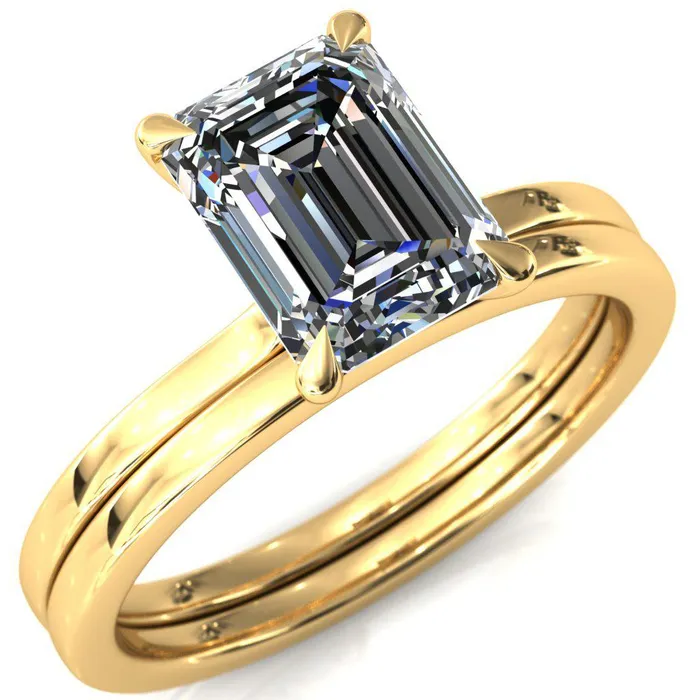 Rings Liyana Emerald Moissanite 4 Claw Prong Micro Pave Diamond Accent Neck Ring Engagement Ring Fire Brilliance 