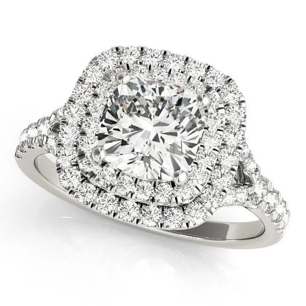 Rings Lynne 9mm Cushion Moissanite Two Tone Double Halo Engagement Ring Fire Brilliance Rings Lynne 9mm Cushion Moissanite Two Tone Double Halo Engagement Ring Fire Brilliance