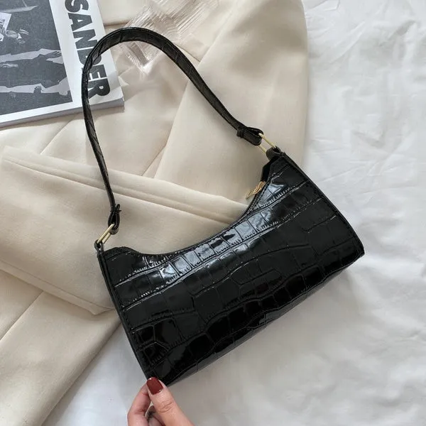 Rings polly PB152 Black Crocodile Print Shoulder Bag