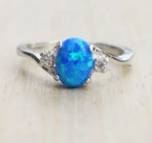 Rings polly R05 Silver Blue Opal Gemstone Ring