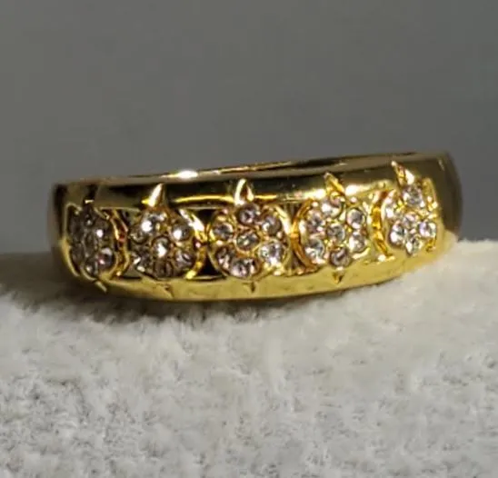 Rings POLLY R612 Gold Rhinestone Band Ring
