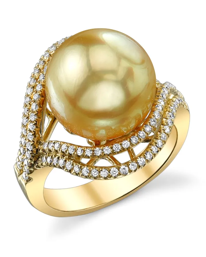 Rings spt Golden South Sea Pearl Diamond Reverence Ring