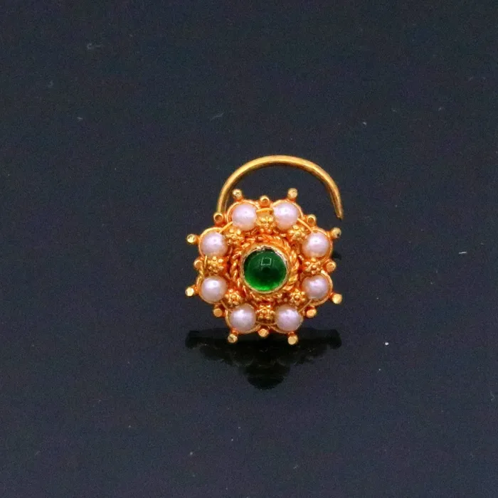Rings TRIBAL ORNAMENTS 20kt ct excellent vintage antique designer nose pin pearl and green onyx stone fabulous stylish girls womens nose pin party jewelry gnp14 Rings TRIBAL ORNAMENTS 20kt ct excellent vintage antique designer nose pin pearl and green onyx stone fabulous stylish girls womens nose pin party jewelry gnp14