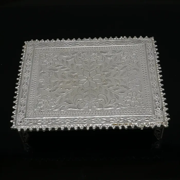 Rings TRIBAL ORNAMENTS 35x45 Vintage design Sterling silver handmade customize small rectangle shape tablebazotchouki excellent home puja utensils su1265