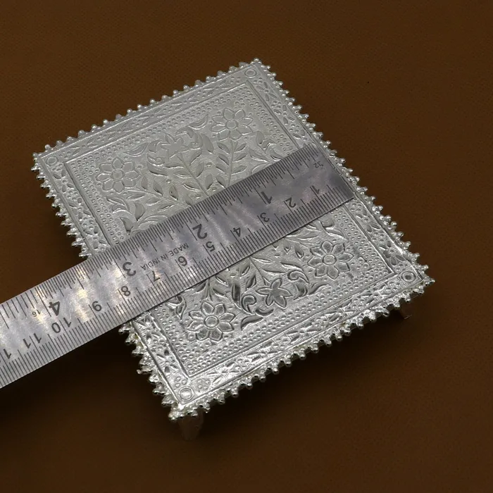 Rings TRIBAL ORNAMENTS 35x45 Vintage design Sterling silver handmade customize small rectangle shape tablebazotchouki excellent home puja utensils su1265
