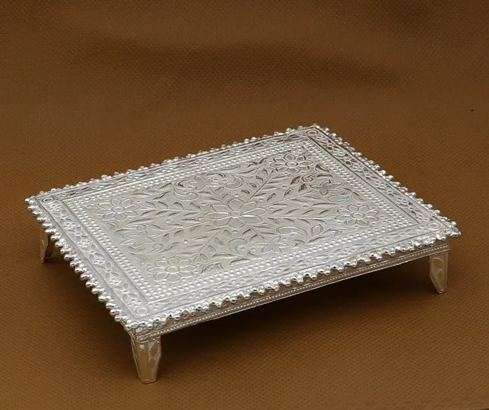 Rings TRIBAL ORNAMENTS 35x45 Vintage design Sterling silver handmade customize small rectangle shape tablebazotchouki excellent home puja utensils su1265