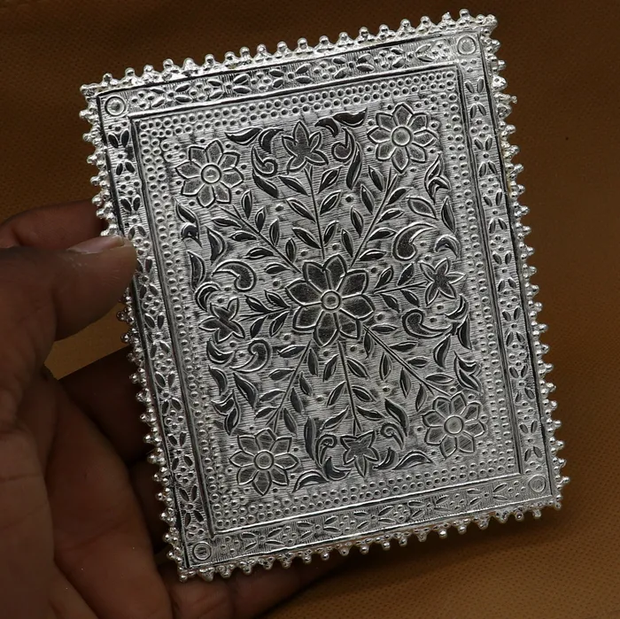 Rings TRIBAL ORNAMENTS 35x45 Vintage design Sterling silver handmade customize small rectangle shape tablebazotchouki excellent home puja utensils su1265