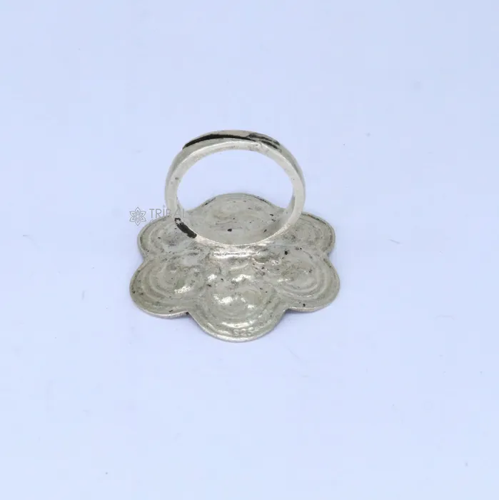 Rings TRIBAL ORNAMENTS Traditional cultural flower design 925 sterling silver adjustable ring best tribal ethnic jewelry for belly dance Navratri jewelry sr385 Rings TRIBAL ORNAMENTS Traditional cultural flower design 925 sterling silver adjustable ring best tribal ethnic jewelry for belly dance Navratri jewelry sr385