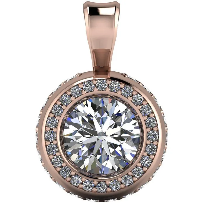 Round Center Stone Bezel Diamond Accent Pendant Fire Brilliance Necklaces Round Center Stone Bezel Diamond Accent Pendant Fire Brilliance Necklaces