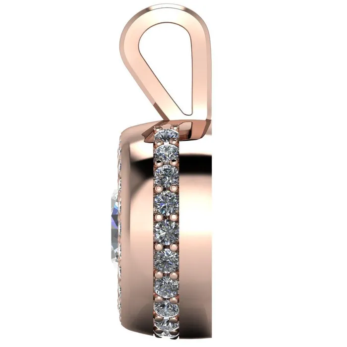 Round Center Stone Bezel Diamond Accent Pendant Fire Brilliance Necklaces