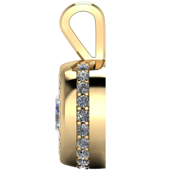 Round Center Stone Bezel Diamond Accent Pendant Fire Brilliance Necklaces